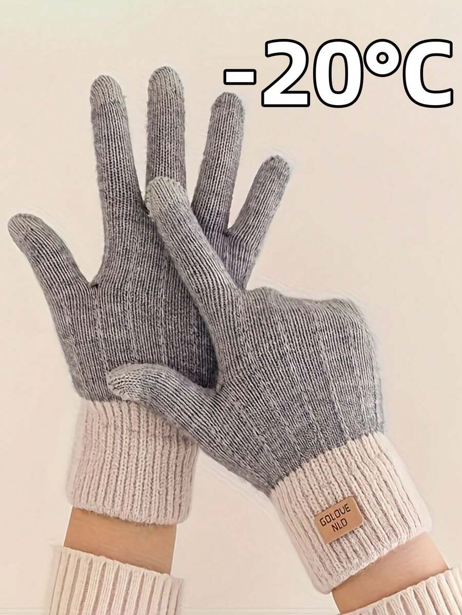 1pair Unisex Cold Weather Work Gloves - Thick Knitted Touchscreen Compatible Gloves, Breathable Non-Slip For Driving, Cycling, Skiing & Outdoor Activities, Ideal For Commuters & Outdoor Enthusiasts - Nhiều màu - Xem 1