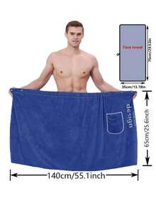 Fustă de baie pentru bărbați, prosop de baie din fleece coral, cu design elastic și nasturi pentru cuie, halate de baie, învelitoare de baie, prosop moale și absorbant, purtabil după duș, prosoape de uz casnic pentru baie, dormitor, hotel, picnic, plajă, piscină, petrecere, utilizare în toate anotimpurile, halat de baie, accesorii pentru baie, cadou de Ziua Îndrăgostiților - Multicolor - Vizualizare 3