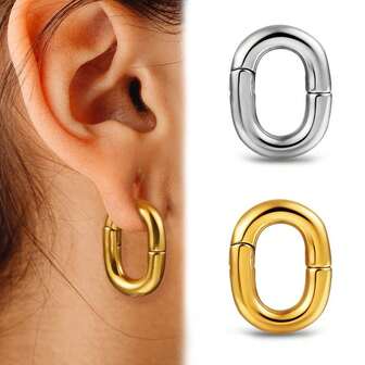 1件椭圆形316L不锈钢耳坠耳扩，耳洞扩张器，日常佩戴耳环，男女皆宜