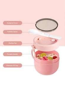 1pc Breakfast Cup, Oatmeal Cup With Spoon, Sealed Oatmeal Container, Portable Breakfast Container, Reusable Breakfast Cup, Suitable For Fruit, Pudding, Yogurt, Salad, Yogurt, Cereal, Milk, Soup, Etc., Ideal For Home, School, Office, Travel And Outdoor Picnic