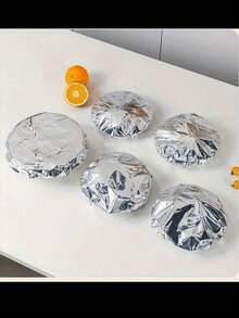 10/20/30pcs Reusable Aluminum Foil Food Covers, Stretch Wrap Lids, Thermal Insulation, Suitable For Fruits, Meals, Utensils, Food Containers, Reflective Surface, Heat Resistant - Multicolor - View 3