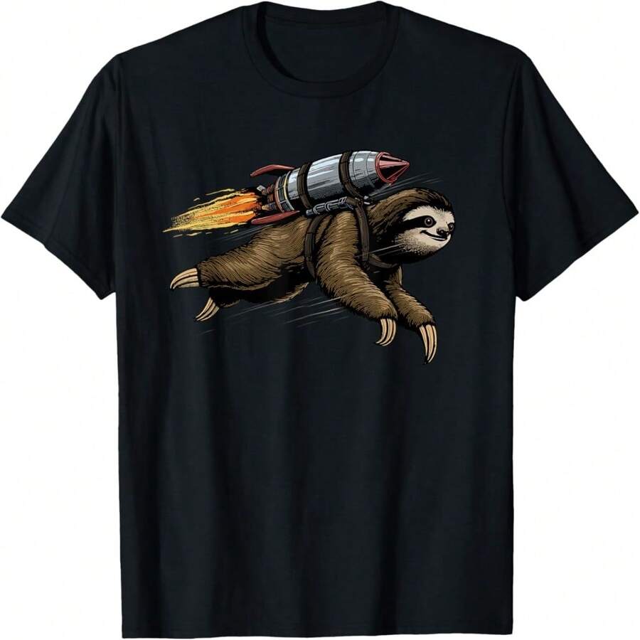 Sloth Shirt Funny Rocket Sloth Lazy Space Traveller Speed T-Shirt - Đen 7 - Xem 1