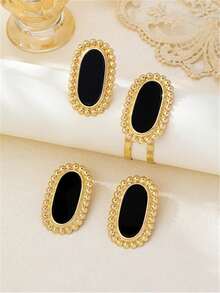 3件/4件套新款欧美时尚夸张金属向日葵项链耳环手链个性设计仿珍珠女士珠宝配饰