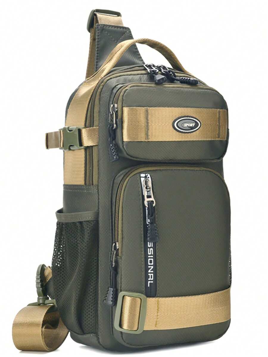 Men's Chest Bag Large Capacity Leisure Travel Chest Bag Simple All-In-One Shoulder Bag Fashion Sports Crossbody Backpack - Green - View 1