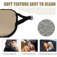 2 fundas para reposacabezas de asiento de coche, transpirable, flexible, para reposacabezas de automóvil, almohadilla acogedora para invierno, con correas elásticas, protector de reposacabezas a - Beige, sudadera - Ver 4