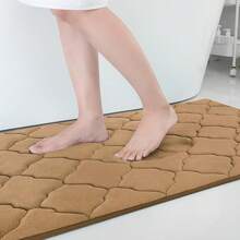Alfombra de baño de espuma de memoria OLANLY 24x16, ultra suave y absorbente, alfombras de baño antideslizantes, cómodas, lavables a máquina para el piso del baño, bañera, ducha y accesorios de decoración del hogar, negro - Beige oscuro - Ver 13