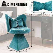 Vanity Stools - Blue + Fabric - View 4