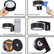 Set de 6/3/1 piezas Luz de arte de pared inalámbrica de metal LED, lámpara de pared magnética, luz de exhibición de arte LED, luz de dibujo inalámbrica LED con batería, luz nocturna, 3 modos de iluminación, adecuada para decoración de pared, decoración del hogar, mesita de noche, dormitorio, estudio, escalera, pasillo, decoración interior, marco de fotos, decoración navideña, control remoto de 150mAh