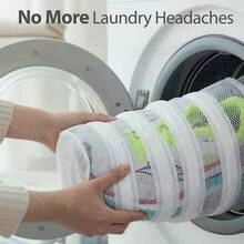 Garnen 2x Shoe Washing Bag, Reusable Sneaker Shoe Laundry Bags For Washer Dryer Machine, Durable Mesh Washing Bag For Running Shoes, Socks, Bra, White - 白色 - 查看 4