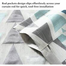Leeva Modern Kitchen Curtains Window Valance - 52x18 Inch Blue Gray Geometric Valances For Windows, Light Filtering Farmhouse Valance For Bedroom Living Room,52inchWx18inchL(Packof1),Blue-Triangles - Blue-triangles - View 4