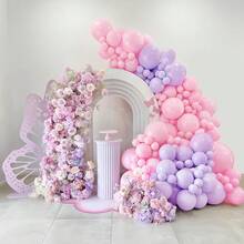 270个粉紫色气球，柔和浅粉紫色气球拱门花环套装，18、10、5英寸乳胶气球，适用于婚礼、新娘送礼会、周年纪念、生日、毕业典礼、洗礼、性别揭晓派对、公主派对、情人节、单身派对装饰 - 淡粉淡紫 - 查看 2