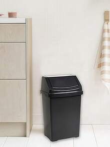 塑料旋转垃圾桶，厨房垃圾桶，室内垃圾桶 - 小巧紧凑，节省空间，易于清洁，可回收垃圾，适用于厨房、浴室等场所。 - 黑色 - 查看 2
