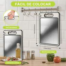 2PCS Tabla para Picar de Doble(Acero Inoxidable+PP)–36.5*25CM,Cutting Board,Tabla de Cortar Cocina para Carne,Frutas,Verduras,Colgable,Lavavajillas,Duradera y Anticorrosiva WHIA - 1 - Ver 1