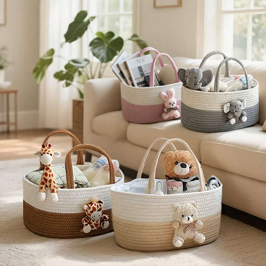 Woven Storage Basket,Elegant Storage Baskets, With Sturdy Woven Sides & Flat Base - Durable Organizer Home,, Holiday Gifts - Decorative Basket Living Room, Bedroom GDZY - Bunny - 查看 1