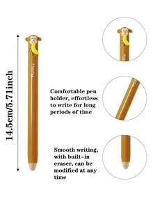 6pcs Animal Shaped Erasable Gel Pen Set, Various Styles, Cute Rabbit, Elephant, Panda Elements, Press-Out Refill Design, Smooth Writing, Built-In Eraser, Suitable As Holiday Gift For Friends, Classmates, Family - Sets - View 2