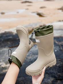 情侣防水中筒雨靴，男女通用防滑厚底厨房防水鞋，可调节脚踝
