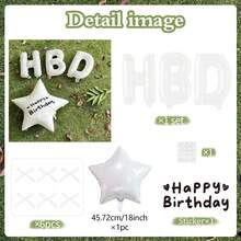 白色生日字母氣球橫幅 雛菊氣球 雛菊聚酯箔氣球 附「Happy Birthday」文字，適合成人活動、拍照道具與簽到拍照、生日派對裝飾，易於組裝，歡樂設計，鋁箔氣球，慶典裝飾，畢業場合必備 - 彩色 - 查看 20