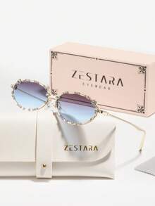 Women Metal Oval Retro Fashion Glasses, Chic Sexy Lightweight Eyewear For Shopping, Dates, Afternoon Tea And Concerts - Multicolor - View 15