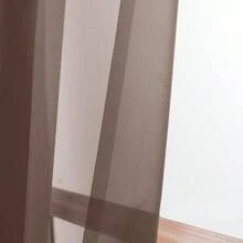 OWENIE Sheer Chocolate Curtains, Sheer Curtains 84 Inch Length 2 Panels Set, Rod Pocket Voile Fimly Sheer Drapes For Living Room/Bedroom, 2pcs, Each 42inch W X 84inch L,42inchWx84inchL(Packof2),Chocolate - 巧克力 - 查看 3