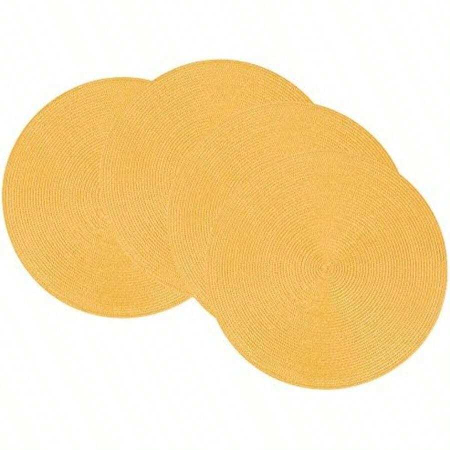 Now Designs Disko - Juego de 4 manteles Individuales Redondos, Color(Disko Honey) - Multicolor - Ver 1