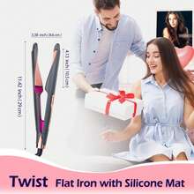 ANGENIL 65° Twisted Panel Curling Iron, 2-In-1 Straightener And Curling Iron, Fast Heating, 11 Temperature Settings, Professional Curling Iron, Women's Styler, Easily Straightens Hair And Creates Waves, Features One-Hour Power-Off Protection, Dual Voltage, Suitable For Graduation Ceremonies, Birthdays, Holidays