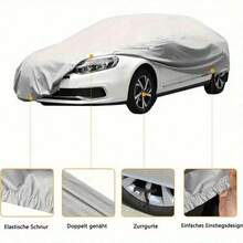通用汽车罩 - 防水全天候汽车罩，有效抵御雪、紫外线、雨水、灰尘和高温，采用PEVA材质，8种尺寸可选，防尘，银色外观，汽车配件，汽车罩 | 时尚汽车罩