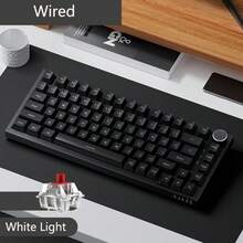 AJAZZ AK820 75% 布局有线机械游戏键盘，带音量旋钮、朝南 LED 背光、PBT 键帽、纯色背光热插拔机械键盘、符合人体工程学设计、可拆卸 USB-C 连接线，附赠拔键器 - AJAZZ 官方正品 - 查看 15