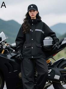 时尚雨衣，全身雨衣套装，加厚雨衣和雨裤，夜间反光雨衣套装，防水防风雨衣，夜间反光条，男女通用雨衣，耐磨防暴雨披，多功能雨衣，适合户外活动，如骑行、旅行、登山、露营、徒步、钓鱼等，摩托车雨衣，耐磨保暖雨衣，适合闺蜜节、宠物、狂欢节、派对装饰。