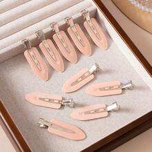 10pcs/Set No Bend Seamless Hair Clips Side Bangs Barrette Makeup Washing Face Accessories Women Girls Styling Hairpins - Pink - 查看 1