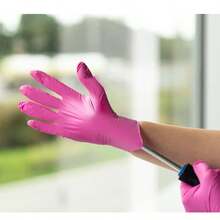 10/20/50pcs Disposable Pink & Black Nitrile Gloves, S/M/L Size, Latex-Free, Non-Allergenic, Suitable For Kitchen, Bathroom, Household Use