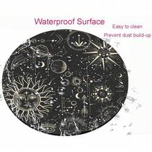 Round  Pad, Celestial Pattern Sun And Moon  Pad, Washable Gaming Pads With Lycra Cloth, Non-Slip Rubber Base Computer Small  Pads For Wireless ,20SunandMoon - 20太陽和月亮 - 查看 4