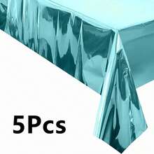5pcs/Pack Disposable Rectangle PE Solid Color Tablecloths, 137cm X 274cm, Waterproof Grease-Proof Tableware For Birthday Party Decor - 54*108inch - View 31