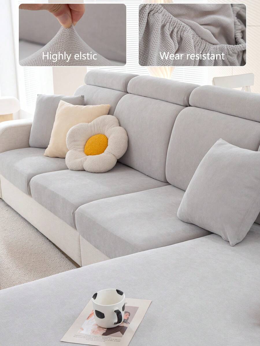 1 Vỏ bọc ghế sofa co giãn 4 mùa, Vỏ đệm ghế sofa bằng vải nhung chống trượt, Vỏ bọc ghế sofa màu xám nhạt, Có thể giặt bằng máy, Chống bụi, Chống phai màu, Trang trí nhà cửa, Thân thiện với thú cưng, Thích hợp cho phòng ngủ, văn phòng, phòng khách, Ghế dài hình chữ L và ghế sofa 1-2-3-4 chỗ ngồi, Có thể giặt bằng tay