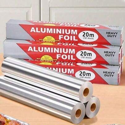 1 Roll Thick Aluminum Foil, 12 Inch Wide, Multipurpose Baking Paper, Frying Paper, Reusable, Heat Resistant Foil Roll, Oven Paper, Thick Aluminum Foil Paper, Baking Fish Foil, Barbecue Seasoning, Food Wrap, Travel Essential