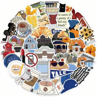 50ชิ้น สติกเกอร์ลายการ์ตูน Gilmore สไตล์วินเทจสำหรับเคสโทรศัพท์ DIY, แก้วน้ำ, ตกแต่งกีตาร์