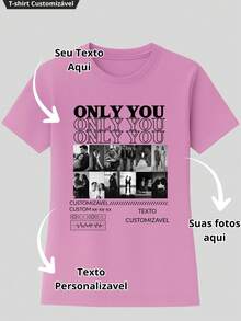 Personalized Valentine's Day T-Shirt With Couple Photo - 淺粉色 - 查看 1