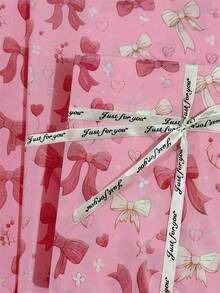 60/30/10 情人节爱心玫瑰礼盒包装纸 - 20x34 英寸玫瑰花束及爱心蝴蝶结设计，轻便保护包装，粉色爱心蝴蝶结，玫瑰花束设计，爱心气球风格，用于礼品包装，易碎物品保护 - 粉底蝴蝶結愛心 - 查看 4