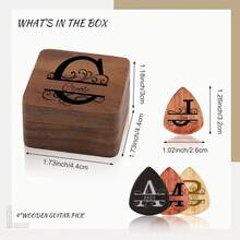 1 PC Personalized Guitar Picks, Custom Wooden Guitar Pick Case Box With Engraving, Wood Guitar Pick Organizer Music Gift For Guitarist Musician - Walnut - View 4