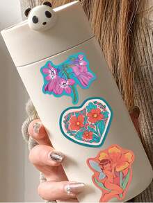 50pcs Flower Fairy Stickers Holographic Flower Aesthetic Stickers Fairy Girly Party Favors Waterproof Vinyl Stickers - Multicolor - View 8