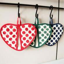 2 piezas Guantes resistentes al calor, Agarradores y posavasos de algodón grueso de doble capa con forma de corazón, Adecuados para hornear, Cocina