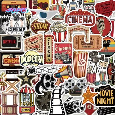 SCXXBSW 50pcs Vintage Movie Cartoon Creative Hand Drawn DIY Stickers Decorating Phone Cases, Laptops, Guitars, Stickers