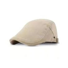 Adjustable Men's Cotton Beret Cap - Vintage Beret For Men Hand Washable, Easy Care Adjustable Casual Newsboy Hat - Khaki - View 3