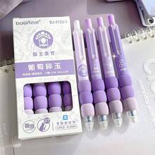 4 pezzi Penna serie tè al latte, penna cancellabile con alto valore estetico, impugnatura morbida e sfumata carina, facile da cancellare, penna blu cristallo da 0,5 mm per studenti delle scuole elementari