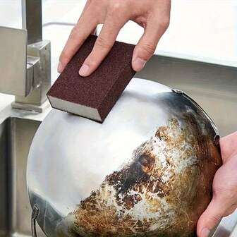 5/1 pieza Esponja de carburo de alta resistencia - Cepillo para pulir y eliminar el óxido, Estropajo de limpieza multiusos, Apto para utensilios de cocina, estufas, lavavajillas - Almohadilla de fregar duradera y no abrasiva con estructura porosa abierta