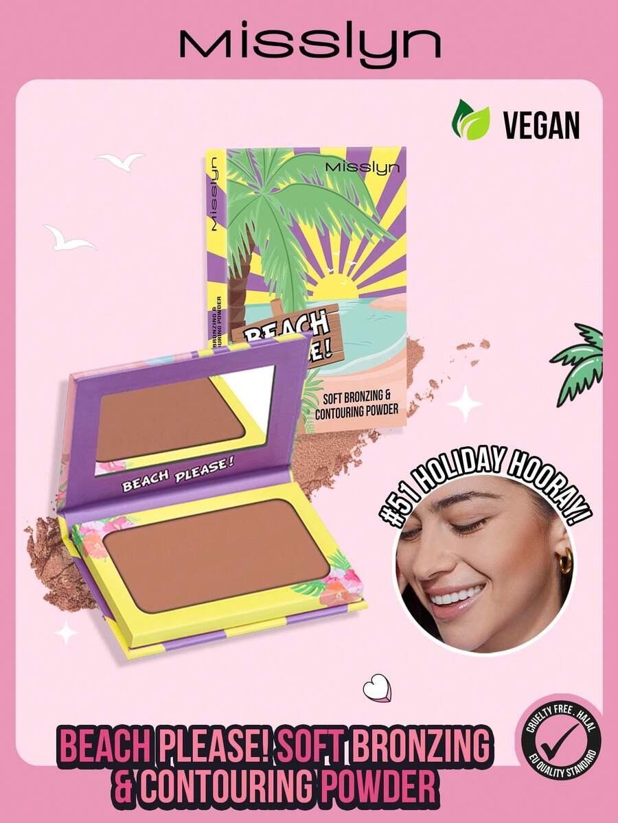 MISSLYN - Beach Please! Soft Bronze Contouring Powder, Matte Bronze Powder, High Color Payoff, Fine Smooth Texture, With Mirror, Face Contouring Bronzer, Long-Lasting Makeup, Lightweight & Breathable, Smooth Application, Makeup Brand, Face Makeup, Suitable For Women And Girls, Winter Essential, Y2K Style, Fashionable & Versatile, Great Birthday Gift, Valentine's Day Gift, Party Essential, New Year Gift, Best Color, Cruelty-Free & Vegan - 51 HOLIDAY HOORAY! - 查看 1