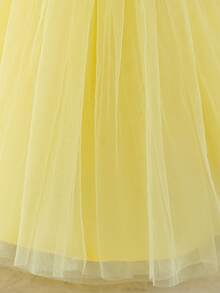 Váy có mũ trùm đầu, Váy công chúa dự tiệc sinh nhật, dạ hội, bé gái, tay bồng, chân váy phồng bằng vải tuyn vàng, nơ, ren, ruy băng, biểu diễn sân khấu, váy thanh lịch, hàng mới về mùa thu/đông - Nhiều màu - Xem 8