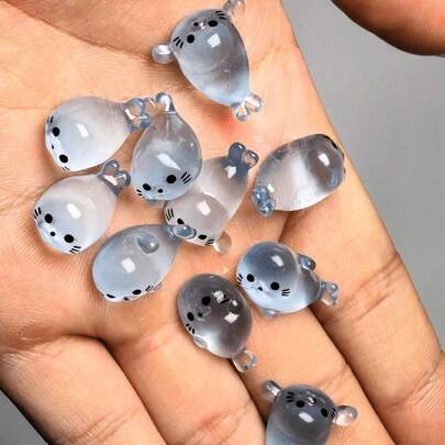 10/15pcs Luminous Mini Resin Seal Figurines, Resin Stamp Statuettes - Creative Desktop Home Decor - Luminous Mini Sealed Resin Ornaments - Creative Toys & Gifts - Random Cute Cartoon Luminous Marine Animal Models