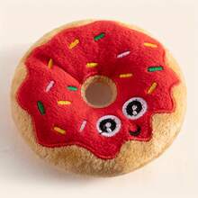 1pc Multi-Color Plush Donut Shaped Dog Toy With Squeaky Sound, Cute & Sweet, Flying Disc Suitable For Small Cats & Dogs To Play Independently Or Interact With - Multicolor - View 6