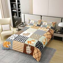 % Cotton Pink Dachshund Comforter Cover, Flower Floral Bedding Set, Kawaii Sausage Dog Duvet Cover, Lovely Puppy Quilt Cover, Soft Comfy, Dachshund Bedding - 白色 黑色 棕色 - 查看 10