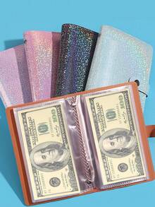 100pcs Envelope Saving Challenge Loose Leaf Binder, Money Saving Binder, Multi-Functional Loose Leaf Storage Organizer Portable Pouch,School Supplies,Back To School - màu đen - Xem 6